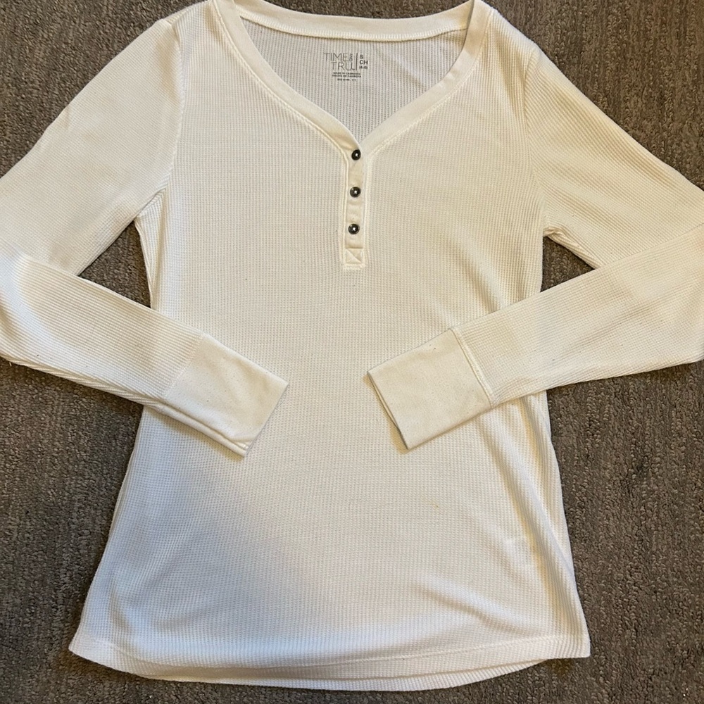 Cream Long Sleeve Henley Top